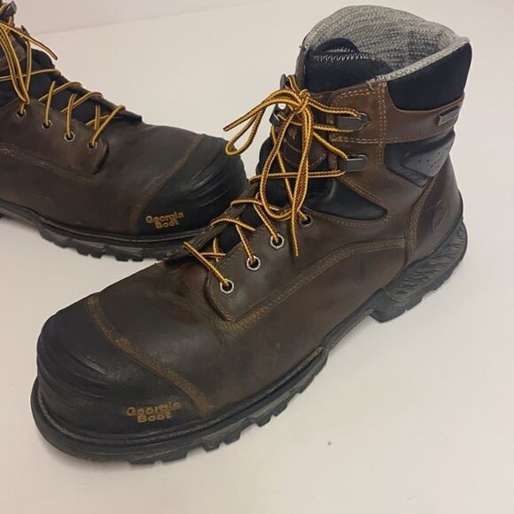 Georgia Boot Size: 13M Mens Black and Brown Waterproof Work Boots B95 - Picture 4 of 13